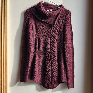 Anthropologie Moth Cranberry Cowl Neck Sweater Size Small